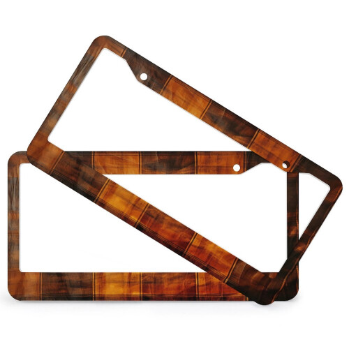 Vintage Plaid Autumn License Plate Frames 2 PCS 1