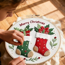 European Floral Embroidery Kit for Adults with Hoop Printed