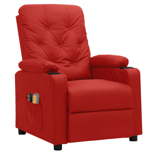 VidaXL vidaXL Massagesessel Elektrisch Weinrot Kunstleder 1