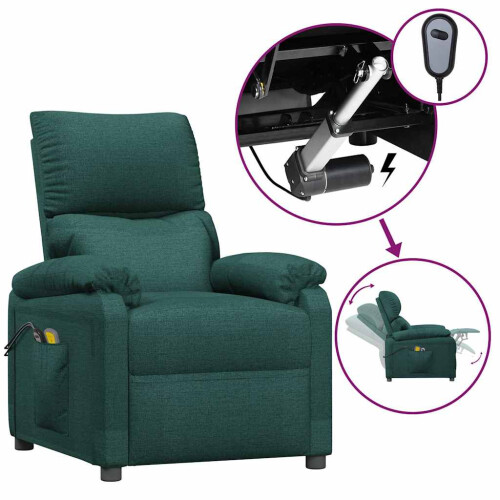 VidaXL vidaXL Elektrischer Massagesessel Dunkelgrün Stoff 1