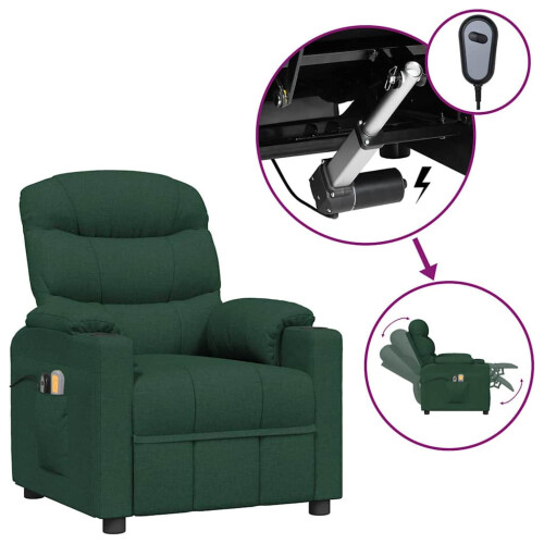 VidaXL vidaXL Elektrischer Massagesessel Dunkelgrün Stoff 1