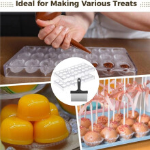 Polycarbonate Chocolate Molds, Chocolate Candy Mold with Chocolate Scraper, Half Chocolate Making Molds