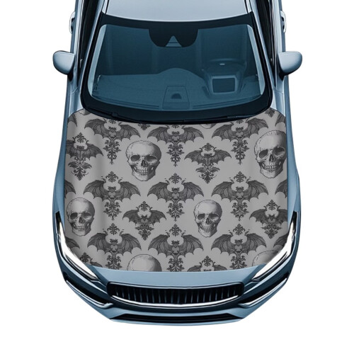Bat Skull Car Hood Cover Stretch Polyester 1 Piece