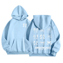 SonxaHe Girls Hooded Sweatshirt Bow Print Blue Size 4-5