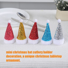 Christmas Cutlery Pockets Santa Hat Shape Cloth 10 Pcs