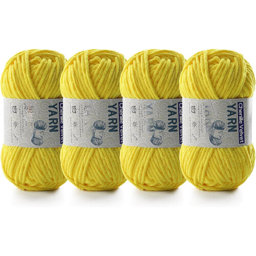 2 Pac Chenille Yarn for Crocheting - 50g per Roll, 60m