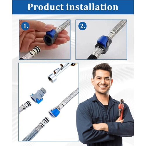 Pull Down Kitchen Faucet Hose Replacement-59 Inch Quick Connect Sprayers  Hose, Anti- 360 Swivel 2