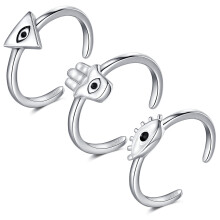 925 Sterling Silver Evil Eye Toe Rings Set for Women