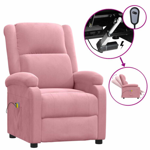 VidaXL vidaXL Massagesessel Elektrisch Rosa Samt 1