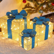 Lighted Christmas Boxes PVC Indoor Outdoor Decor 3 pcs AA
