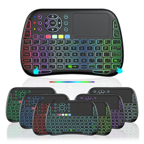Voice  Keyboard with Touchpad, IR Learning, Backlight, 2.4G & BT5.0 Wireless Remote for PC Android