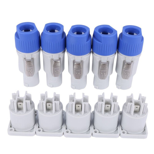 60Er Set PowerCON Typ A NAC3FCA + NAC3MPA-1 Chassis Plug Panel Adapter 2