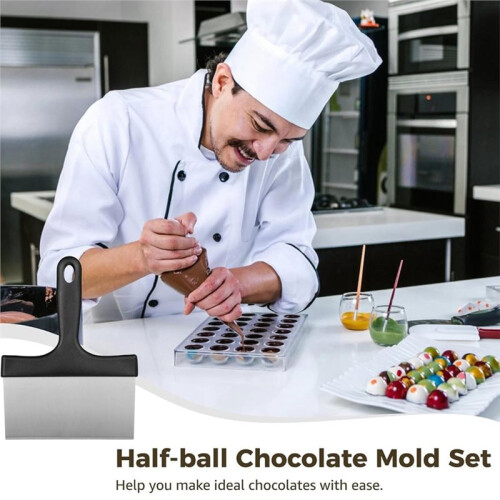 Polycarbonate Chocolate Molds, Chocolate Candy Mold with Chocolate Scraper, Half  Chocolate Making Molds 2