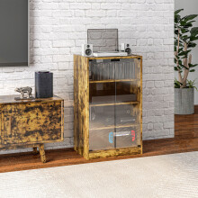 HOMCOM 4-Tier Hi-Fi Stand with Adjustable Shelves, Rustic Brown