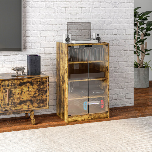 Homcom HOMCOM 4-Tier Hi-Fi Stand with Adjustable Shelves, Rustic Brown