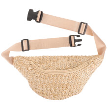 Summer Waist Bag Brown Straw-Style Crossbody Fanny Pack