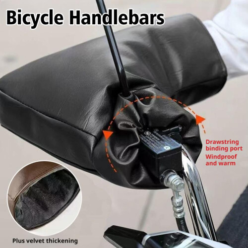 Motorcycle Handlebar Muffs PU Fleece Windproof Waterproof 1
