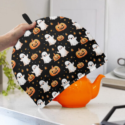 Pumpkin Tea Kettle Cover with Hanging Ring Halloween Decor 1