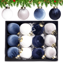 Velvet Christmas Ornaments 2.38-inch Balls 12 pcs