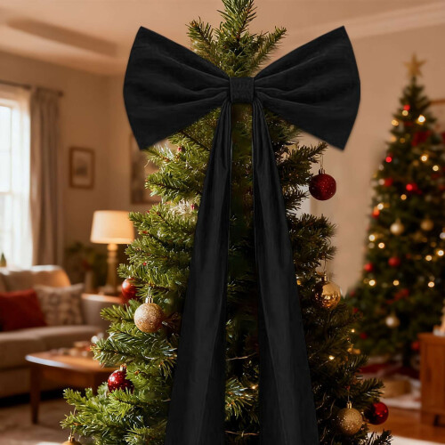 Giant Red Velvet Bow for Christmas Tree Topper 6 Ft 2