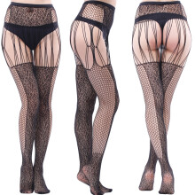 Women's Fishnet Pantyhose with Garter Straps, Super Elastic