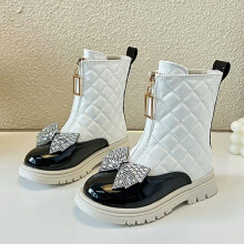 Children's British Princess Bow Short Boots with Zipper