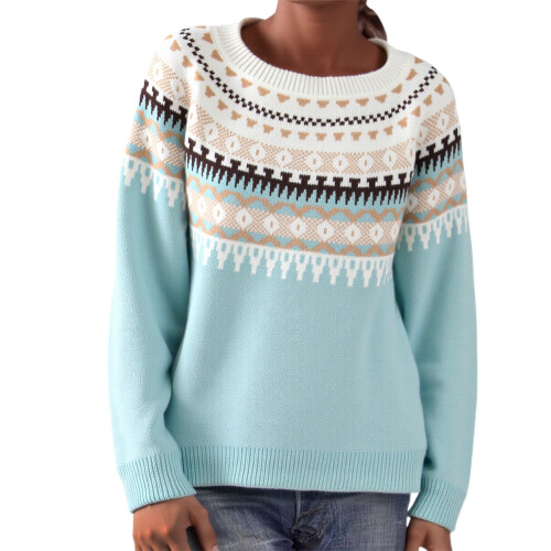Women's Knitted Pullover Sweater Geometric Print Loose Fit