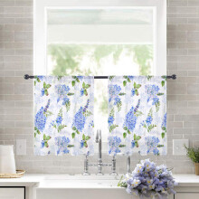 Sheer Curtains Hydrangea Watercolor 52x54 in 2 Panels