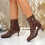 Women's Shiny Patent Leather Ankle Boots Coffee High Heel 6