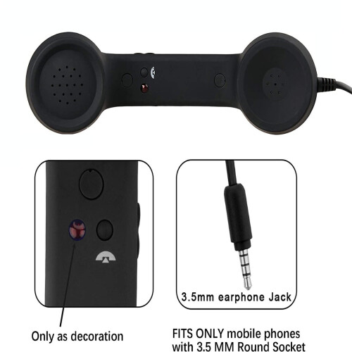Retro Handset Headphone with Mic 3.5mm Jack 1