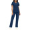 Women's Scrubs Set Navy V-Neck Short-Sleeve Solid with 1