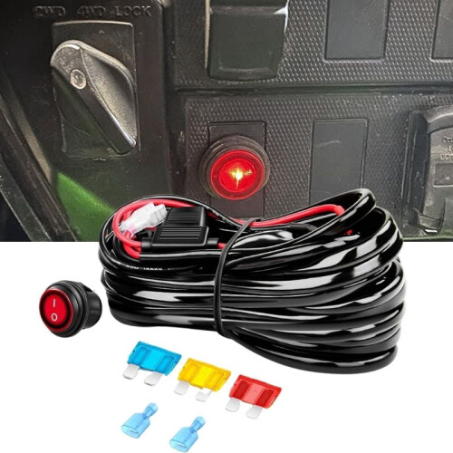 Light Bar Wiring Harness Kit 14AWG 12V Waterproof