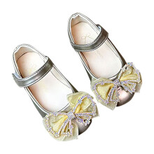 Girls Mary Jane Flats Sparkle Bow Gold 1-2 Years