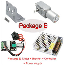 JGY370 Worm Gear Motor with Bracket, Speed Controller and