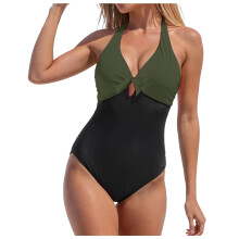 Women's One-Piece Swimsuit Deep V Neck Crisscross Back