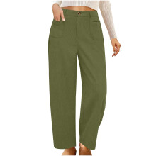 Women's Corduroy Wide Leg Pants Olive Green High Waist