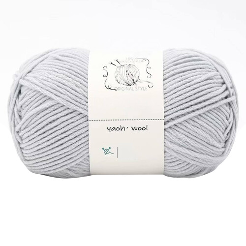 Hand-Knitted Cotton Yarn Light Gray 100g