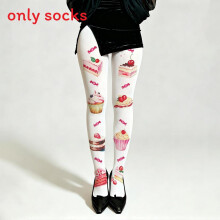 (L) Velvet Pattern Cartoon Tights Silk Stockings With Elastic Fit Adult For Women