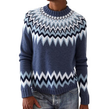 Women's Knitted Pullover Sweater Geometric Print Round Neck