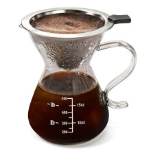 Pour Over Kaffebryggare, Förstärkt Borosilikatglas, SUS304 Filter 17 Oz Droppkaffekanna för 1-2 Koppar för Kaffe