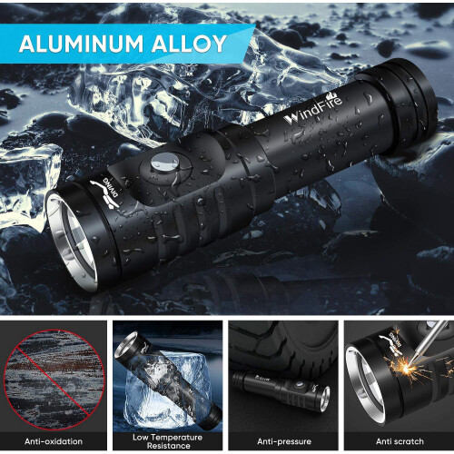 Rechargeable Diving Flashlight with 3 Lighting Modes and Power Indicator 2