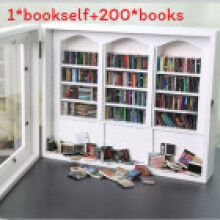 (White)Mini Bücherständer aus Holz mit 200 kleinen Büchern zur Angstlinderung und kreativem Geschenk für Freunde