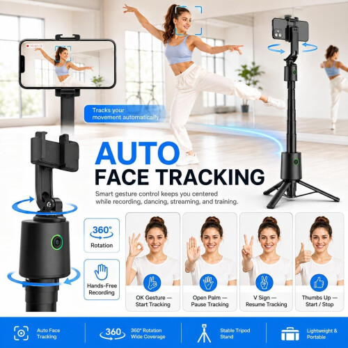 70in Auto Face Tracking Tripod with 360 Phone Holder and Remote 1