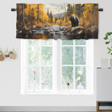 Black Bear Window Valance Rustic Fall Theme 54x18 in 1 Panel