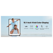Porta-Retratos Digital de 10,1 Polegadas com Tela Sensível Ao Toque IPS HD de 1280x800 e 32 GB de Memória para Compartilhar Fotos Via Aplicativo.