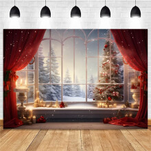 210x150cm Christmas Background Cloth Christmas Window Children Photo Studio Photo Photography Backdrops,E
