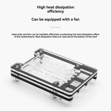 For Raspberry Pi 5 Acrylic Shell Supports Installation Heat Sinks and Fan for RPi 5 Accessories