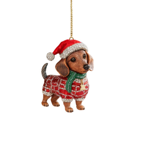 Dachshund Christmas Ornament 3.14 inch Red 2