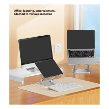Adjustable Aluminum Alloy Stand for Tablets & Laptops to 17 Inches, Portable Folding Cooling Support Gray