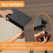 Clamp- Corner Desk Connector Sleeve Plate, L Desk Platform Extender Attachment, Corner Desk Mat - Black